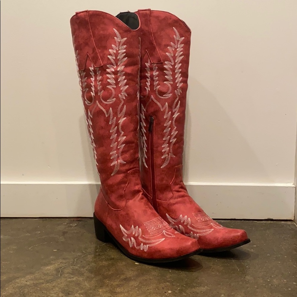 Women Knee High Boots Leather Riding Western